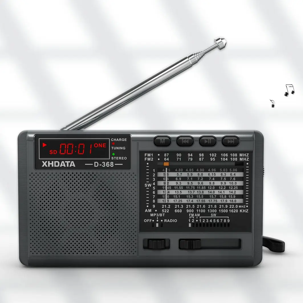 XHDATA D-368 ޴  FM AM SW   ű  ׷ MP3 ÷̾ TF ī 4/3W USB 